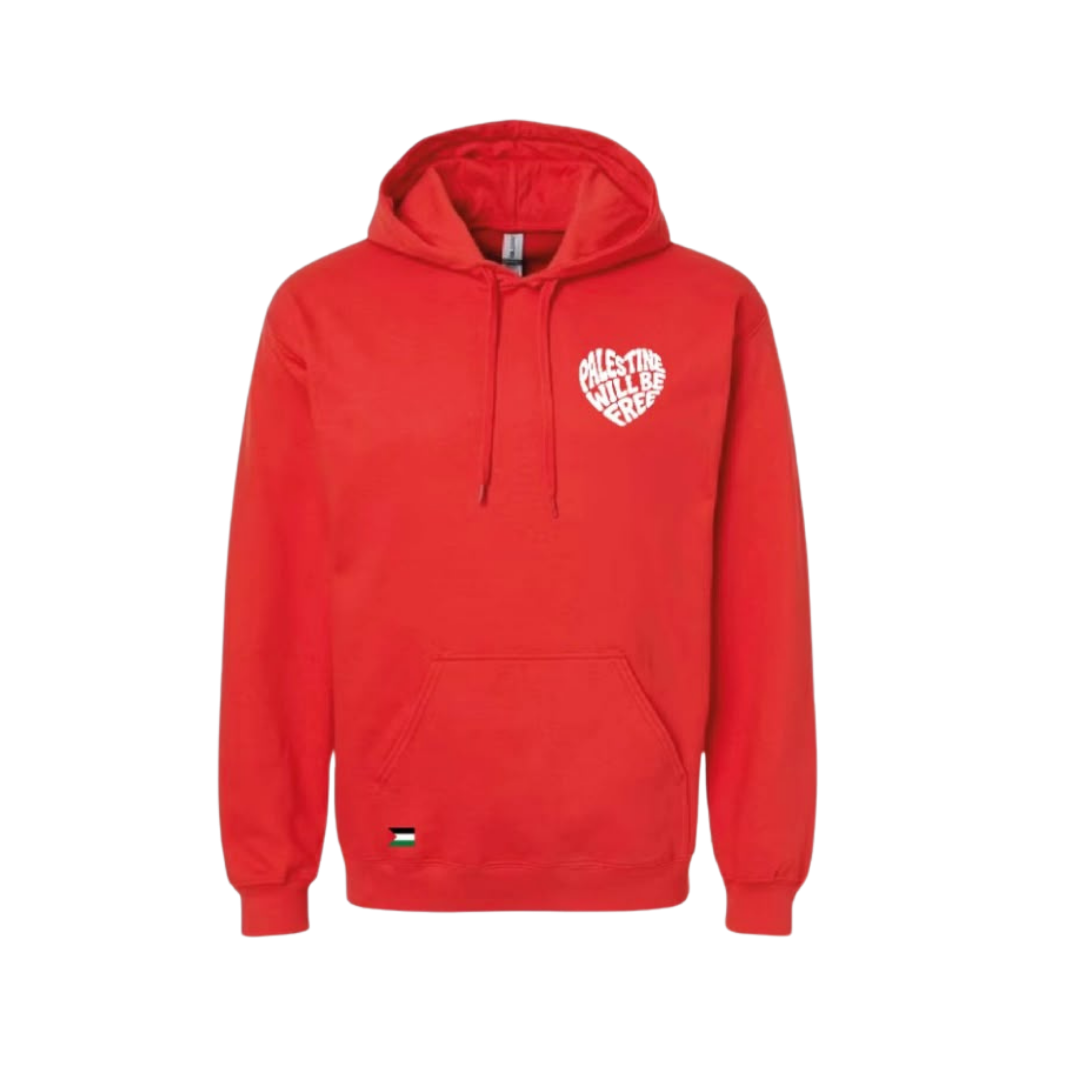 Sudadera Palestine Will Be Free Corazón