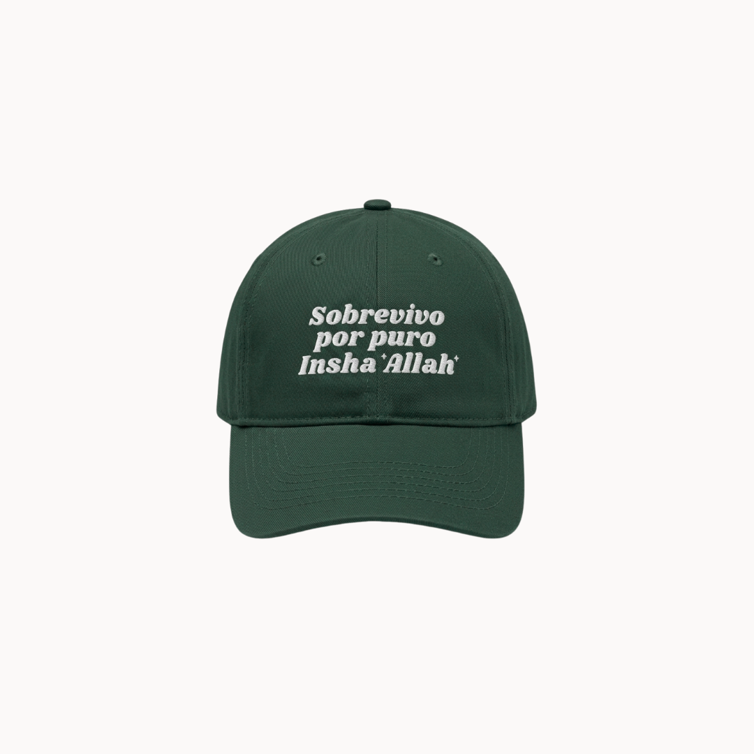 Gorra bordada Insha'Allah en color verde olivo
